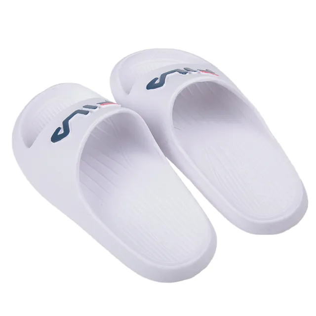 【布布童鞋】FILA經典白色中童運動拖鞋(P3N32XM)