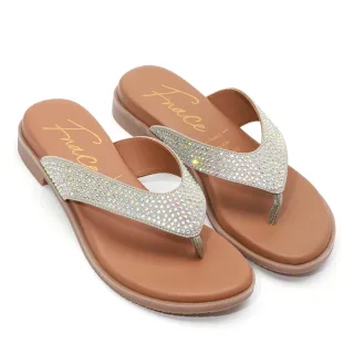 【FNACE】迷人耀眼時尚燙鑽夾腳拖鞋(米白)