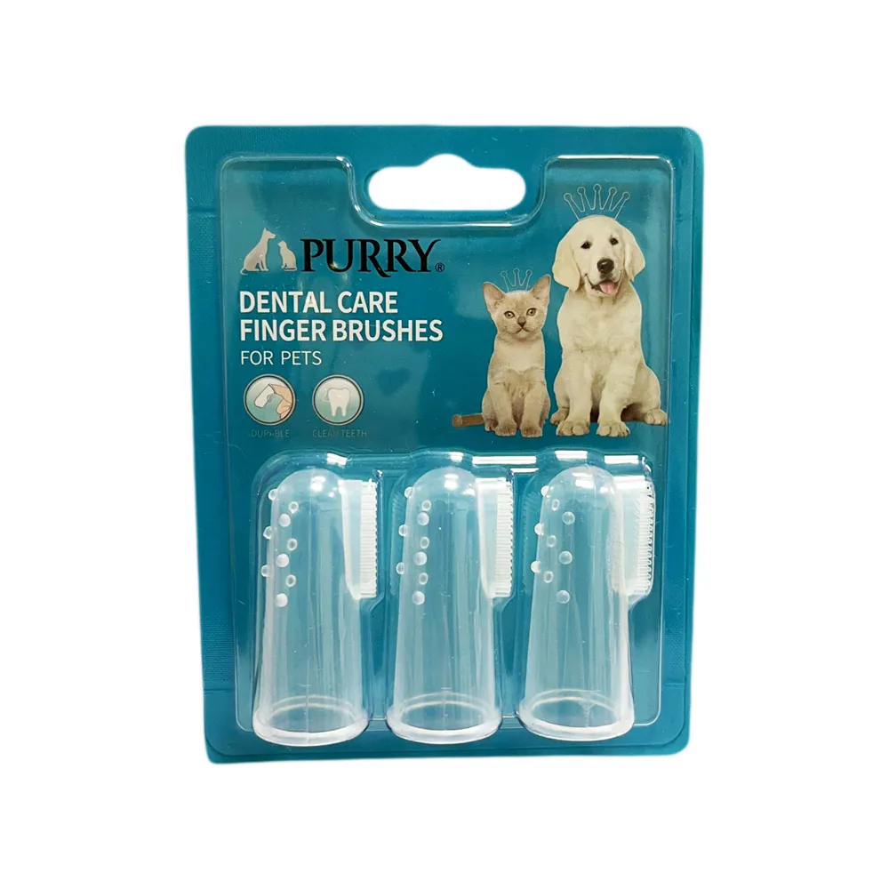 【Purry 沛立潔】寵物矽膠潔齒指套刷3入(寵物牙刷 寵物潔牙)