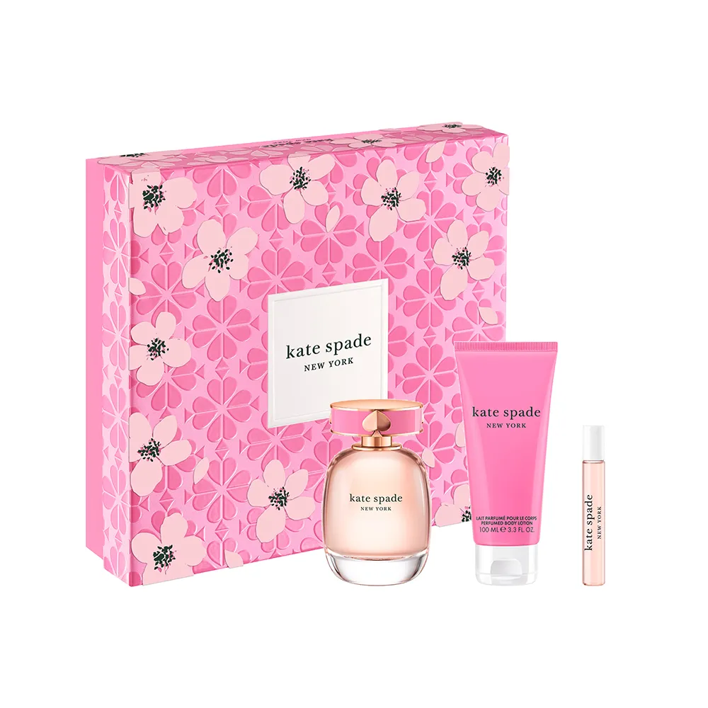 【KATE SPADE】桃氣甜心淡香精禮盒(淡香精100ml+身體乳100ml+香水筆7.5ml.專櫃公司貨)