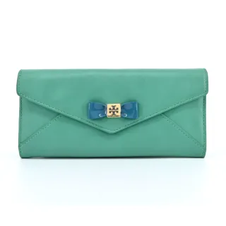 【TORY BURCH】蝴蝶結LOGO信封式長夾(綠/展示品)