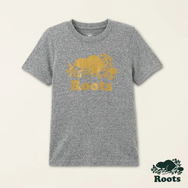 【Roots】Roots大童-#Roots50系列 光芒海狸有機棉短袖T恤(灰色)