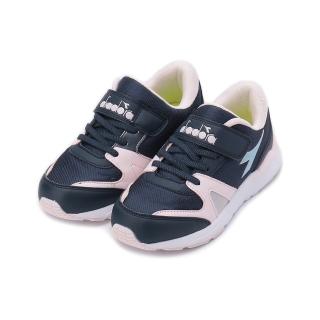 【DIADORA】19-23cm 魔鬼氈休閒運動鞋 藍粉 中大童鞋 DA11106