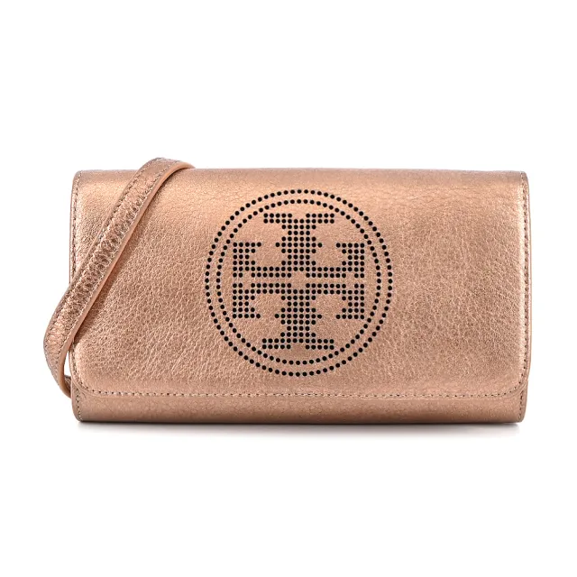 【TORY BURCH】洞洞LOGO晚宴/斜背包(玫瑰金/展示品)