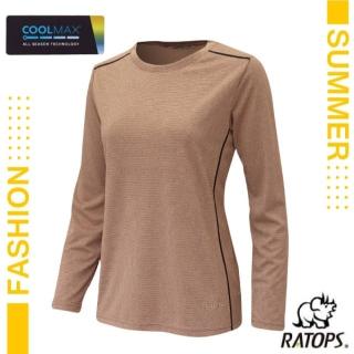 【RATOPS】女 COOLMAX 輕量透氣圓領衫-薄長袖.運動休閒衫.防曬衣(DB1747 瑪奇朵棕色)
