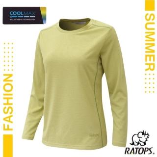 【RATOPS】女 COOLMAX 輕量透氣圓領衫-薄長袖.運動休閒衫.防曬衣(DB1745 韭菜粉綠色)