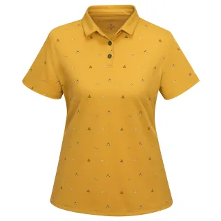 【ATUNAS 歐都納】女ALL LOVE歐愛環保循環衣短袖排汗POLO衫(A2PS2332W黃印花/吸濕排汗/抗UV/MIT台灣製)