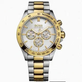 【BOSS】BOSS手錶型號HB1512960(白色錶面金色錶殼金銀相間精鋼錶帶款)