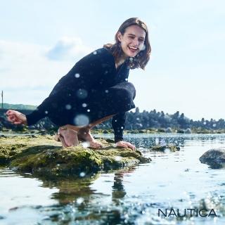 【NAUTICA】女裝 休閒簡約素面V領洋裝(黑)