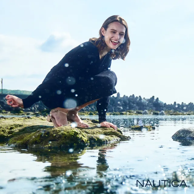 【NAUTICA】女裝 休閒簡約素面V領洋裝(黑)