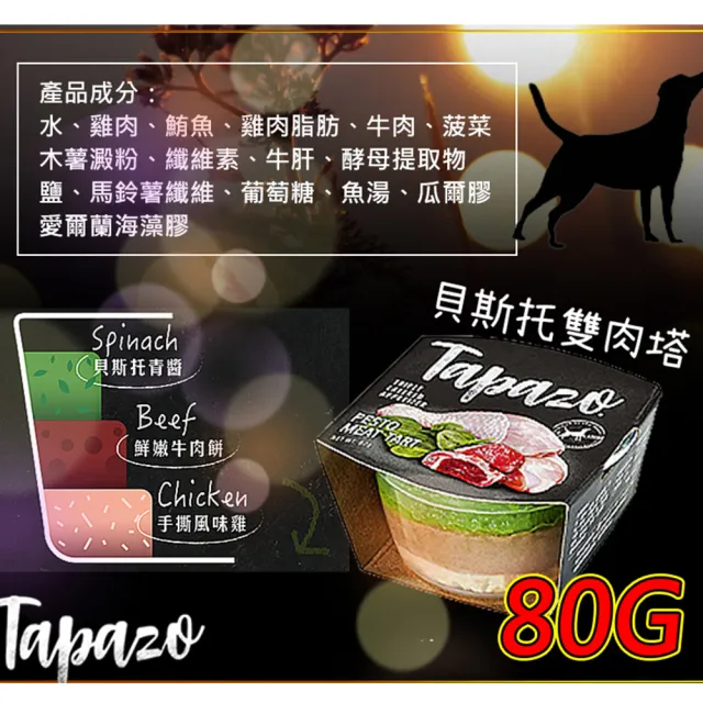 【TAPAZO 特百滋】寵物開胃三層杯(80g*24入 主食/全齡貓/全齡犬/貓狗飼料/罐頭餐盒/零食點心)