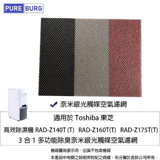 【PUREBURG】適用Toshiba東芝除濕機RAD-Z140T RAD-Z160T RAD-Z175T 副廠3合1多功能除臭光觸媒濾網