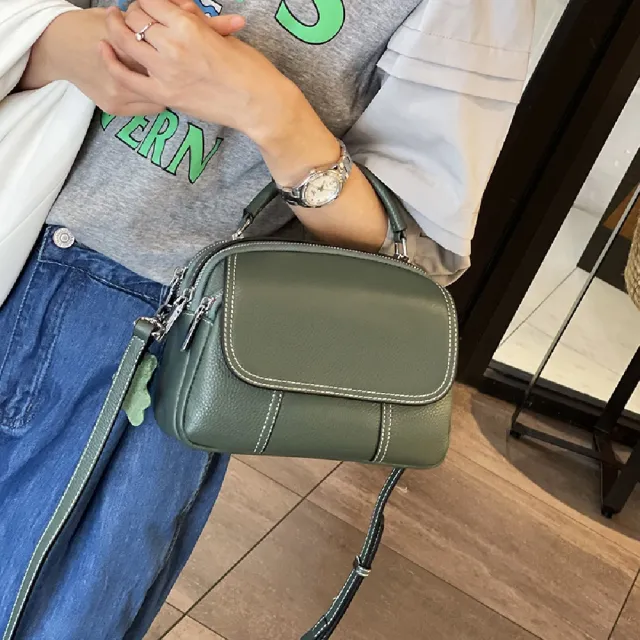 【巴黎精品】真牛皮側背包真皮包包單肩背包托特包手提包女包包(手提多功能百搭6色a1ce49)