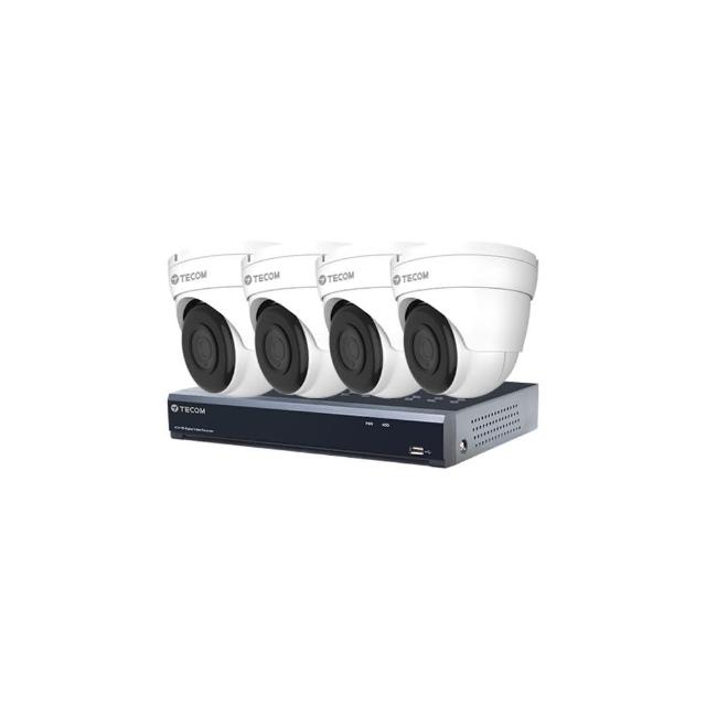 【TECOM 東訊】組合 TE-XSC04051-N 4路錄影主機+TE-HDE60205F28-M3 5M 同軸帶聲 半球攝影機*4 昌運監視器
