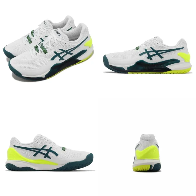 【asics 亞瑟士】網球鞋 GEL-Resolution 9 2E 寬楦 男鞋 白 深藍 美網配色 亞瑟士(1041A376101)