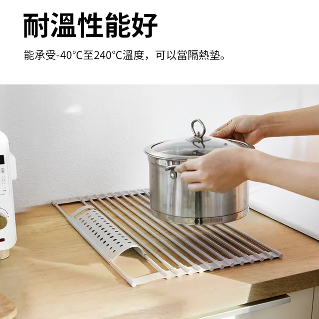 【Nil】廚房水槽矽膠瀝水架 濾網折疊置物架 碗碟筷勺架 隔熱墊 濾水架 52*32cm