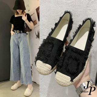 【JP Queen New York】流蘇草編漁夫圓頭平底娃娃鞋(2色可選)