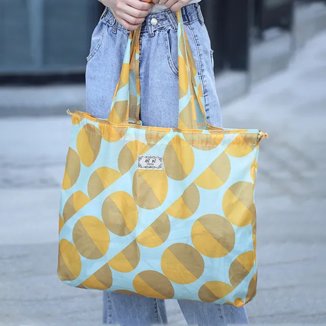 【SUNORO】抽繩環保購物提袋 輕量折疊手提袋(購物袋/收納袋/單肩包)