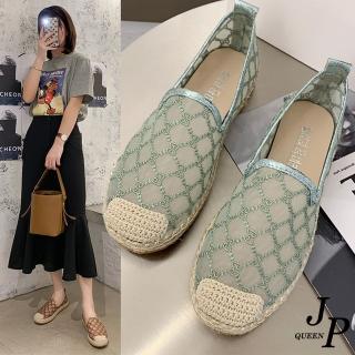【JP Queen New York】精品花紋網面漁夫圓頭平底娃娃鞋(3色可選)