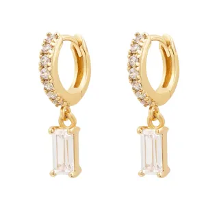 【Wanderlust+Co】鋯石圈長方形墜耳環