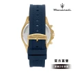 【MASERATI 瑪莎拉蒂 官方直營】Sfida 無畏迎戰系列三眼手錶 晶綻藍 藍色矽膠錶帶 44MM R8871640004