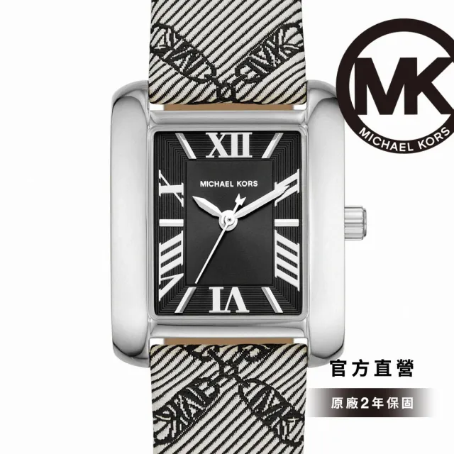 Michael Kors 官方直營】Emery 復古圖騰羅馬數字女錶黑色織布錶帶手錶