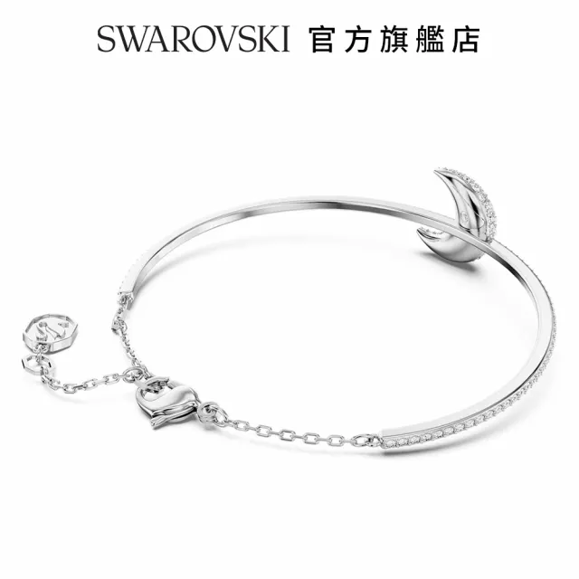 【SWAROVSKI 官方直營】Luna 手鐲 月亮 白色 鍍白金色 交換禮物