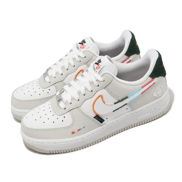 NIKE 耐吉】休閒鞋Wmns Air Force 1 07 SE 女鞋白灰花卉刺繡彩勾AF1