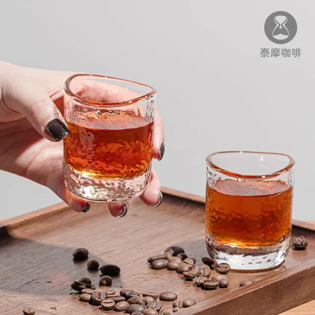 【TIMEMORE 泰摩】日式錘目紋杯 2入對杯(耐熱玻璃杯 咖啡杯 茶杯 酒杯 威士忌杯 聞香杯)