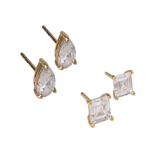 【Wanderlust+Co】方型水滴鋯石耳環