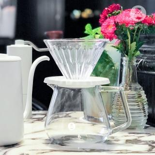 【TIMEMORE 泰摩】玻璃冰瞳02濾杯 白色底座(V型濾杯 錐型濾杯 V60濾紙適用)