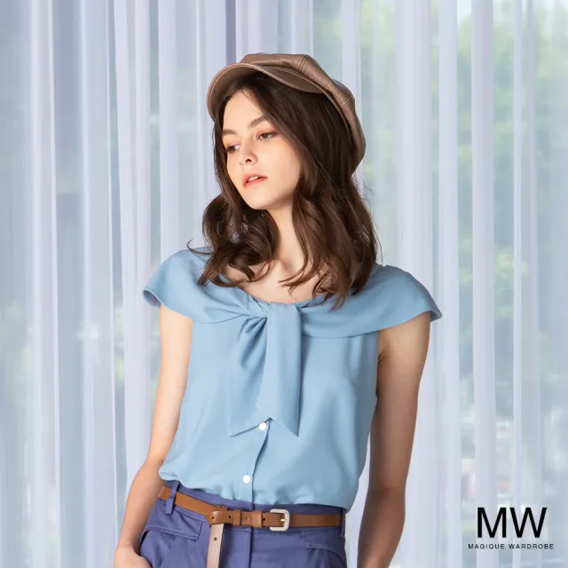 【MAGIQUE WARDROBE】綁結小披肩雪紡上衣(2色)