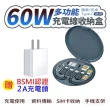 【FJ】多功能TypeC 60W充電線SIM卡收納盒(搭2A認證充電頭組合)