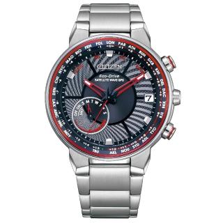 【CITIZEN 星辰】GPS 銀河旗艦衛星對時男錶-紅x銀/44mm 禮物(CC3031-51E)送禮