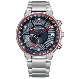 【CITIZEN 星辰】GPS 銀河旗艦衛星對時男錶-紅x銀/44mm(CC3031-51E)
