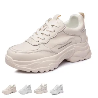 【J&H collection】真皮內增高鬆糕網面休閒鞋(現+預 白色／米色／白色網面／米色網面)