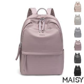 【MAISY】清新時尚旅行多隔層雙肩後揹包(杏灰色 / 粉紫色 / 杏棕色 / 灰藍色 / 深灰色 / 黑色)