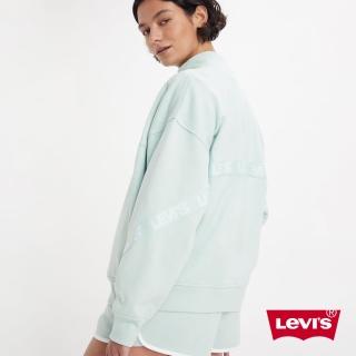 【LEVIS 官方旗艦】青春活力系列 女款 寬鬆大落肩運動外套 / Logo飾帶 海鹽綠 熱賣單品 A6225-0000