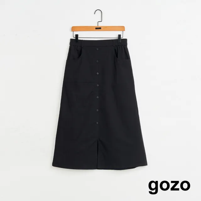 【gozo】MOMO獨家款★限量開賣 排釦造型鬆緊裙(兩色)