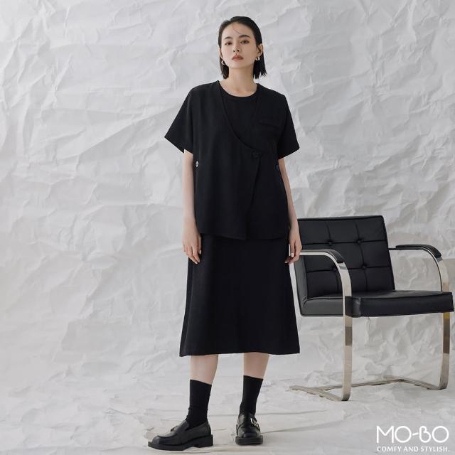 【MO-BO】假兩件式剪裁寬鬆洋裝