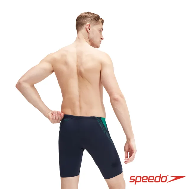 【SPEEDO】男 運動及膝泳褲 Hyper Boom(深藍/綠)