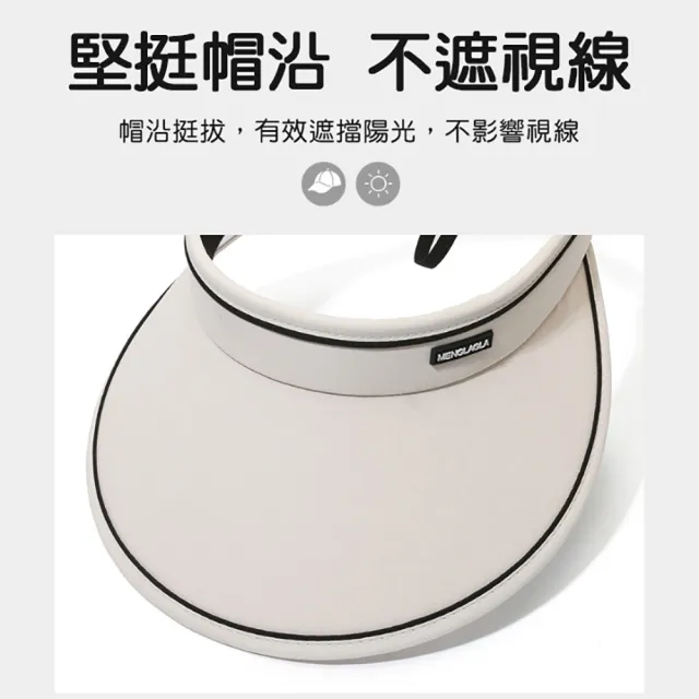 【魚樂】大帽沿可折疊防曬空頂帽 2頂