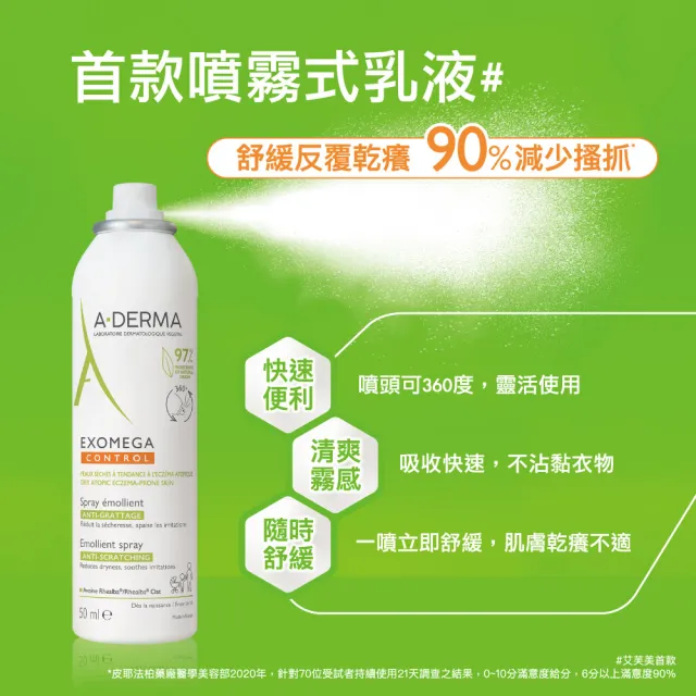 【A-DERMA 艾芙美官方直營】益護佳噴霧身體乳液200ml 2入組(舒緩保濕乳液)