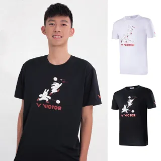 【VICTOR 勝利體育】兔子打羽球 T-Shirt 中性款(T-2301 A白/C黑)