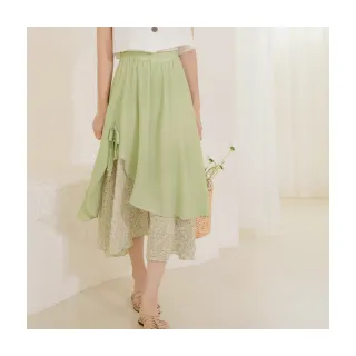 【OB 嚴選】碎花綁帶鬆緊腰層次中長裙 《CA2806》
