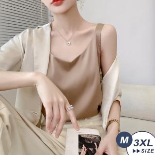 【LANNI 藍尼】★模擬絲緞面法式風情背心(無袖/吊帶/上衣)