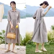 【設計所在】獨家高端限量系列 100%日本色織細格亞麻復古中長裙 Q230055(S-L可選)