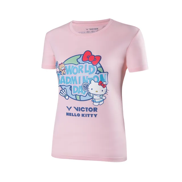 【VICTOR 勝利體育】VICTOR x HELLO KITTY 世界羽球日 聯名T恤(T-KT301 A/B/I/M 白/鈷藍/淡粉色/湖水藍)