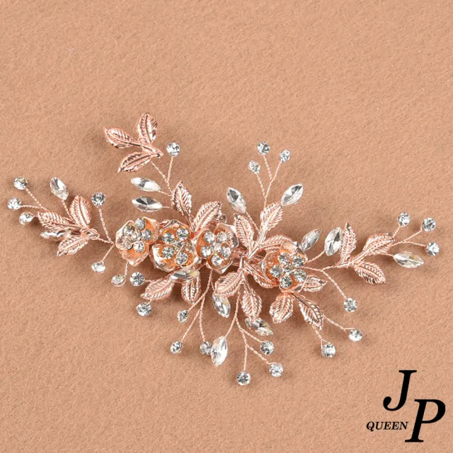 【Jpqueen】歐美花朵樹葉鑲鑽新娘宴會頭飾髮飾髮夾(3款可選)