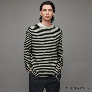 【ALLSAINTS】PARK 條紋刷破絨毛羊毛針織上衣 MK029X(舒適版型)